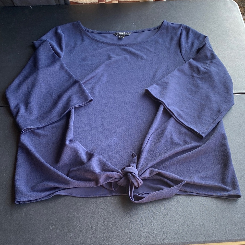 Banana Republic Navy Tie-Front Scoop Neck Top